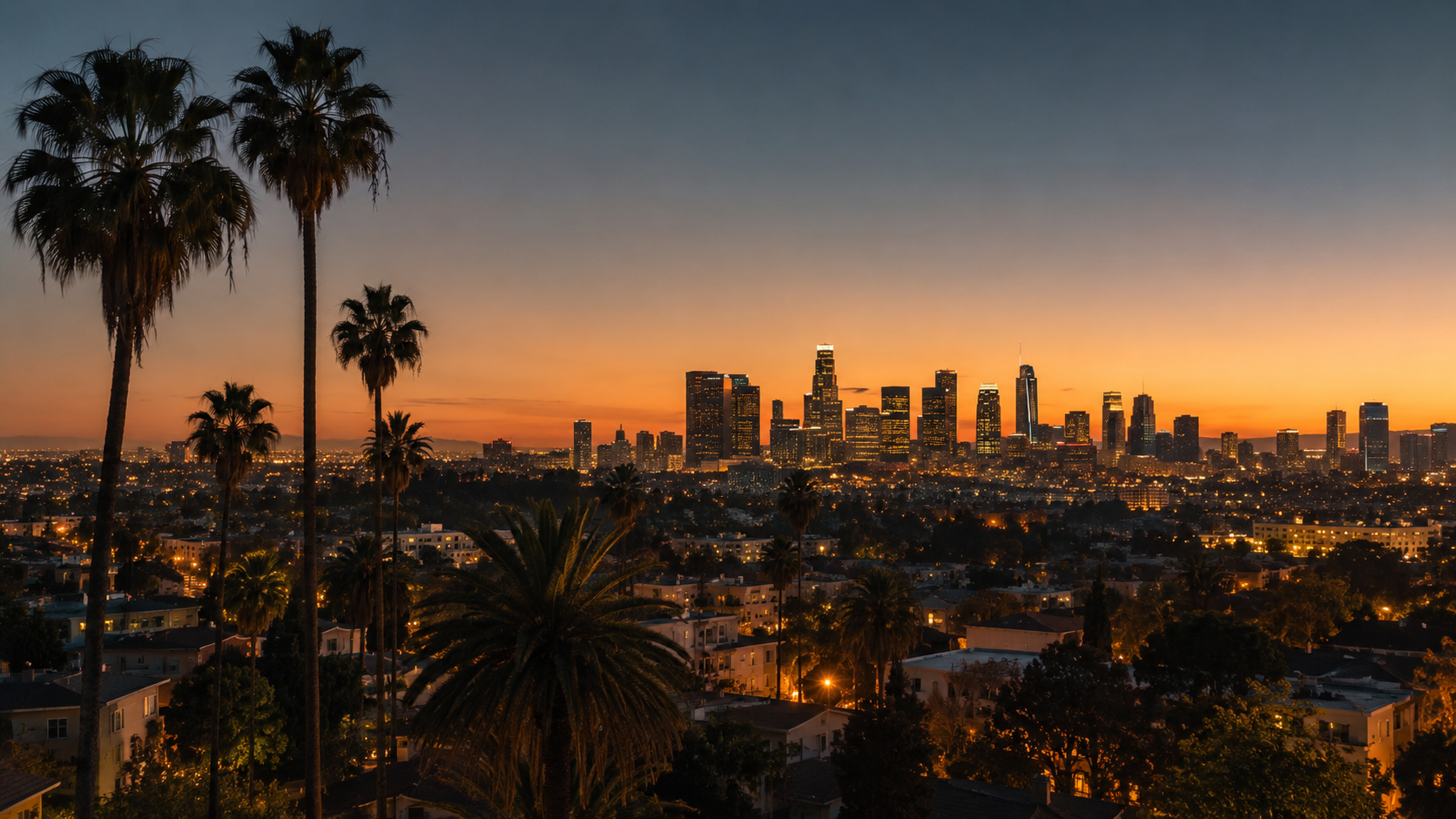 Los Angeles skyline at dusk